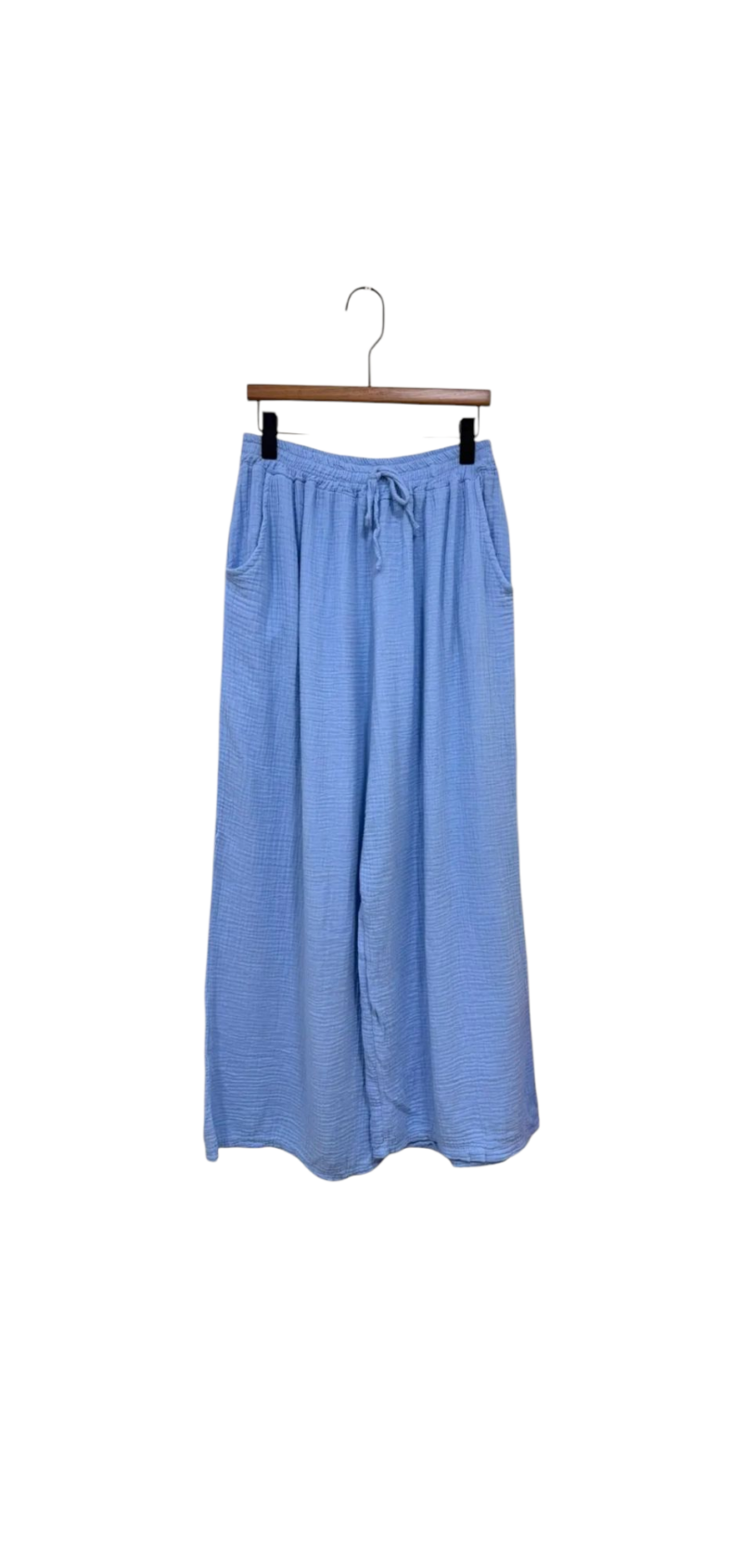 Pantalon bleu gaz de coton