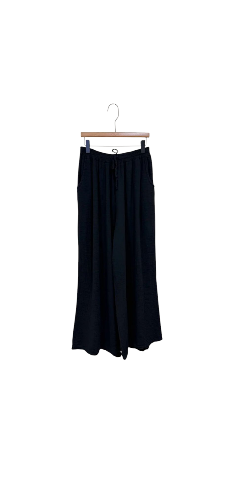 Pantalon noir gaz de coton
