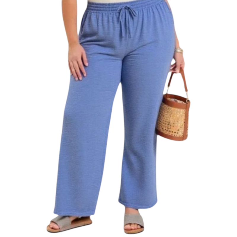 Pantalon bleu gaz de coton