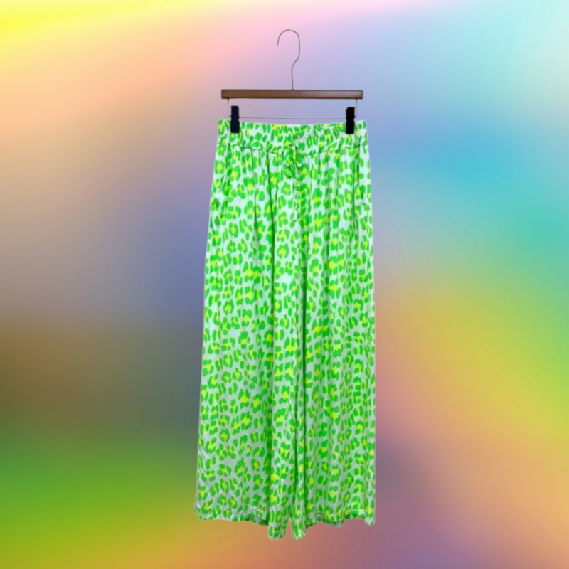 Pantalon léopard fluo vert