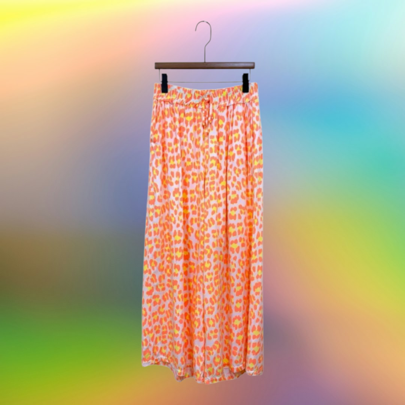 Pantalon léopard orange fluo